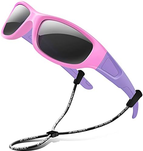 Rivbos Kids Sunglasses Proteção UV polarizada Tons de borracha flexíveis Shades com cinta para meninos meninas RBK037