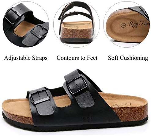 Sandálias de slides do Arizona de Men Fancy Men - Sandálias de slide - Slip de conforto em sandálias de cortiça com tiras de fivela ajustáveis ​​para o verão, interno e externo em sandálias