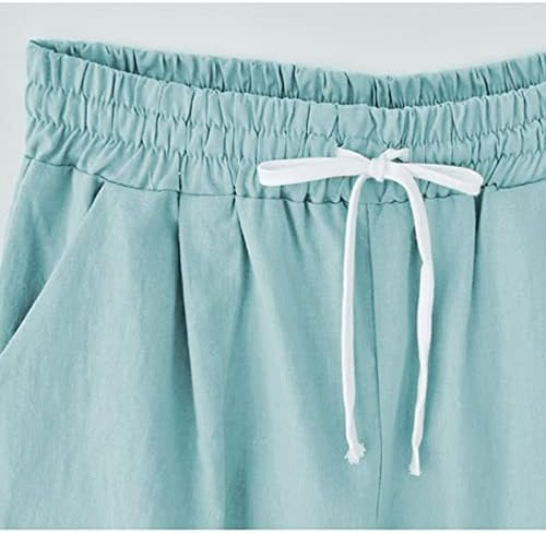 Shorts hvyesh para mulheres lisonasas da cintura elástica casual Pockets de cordão de traço de verão calças de lounge curto leve