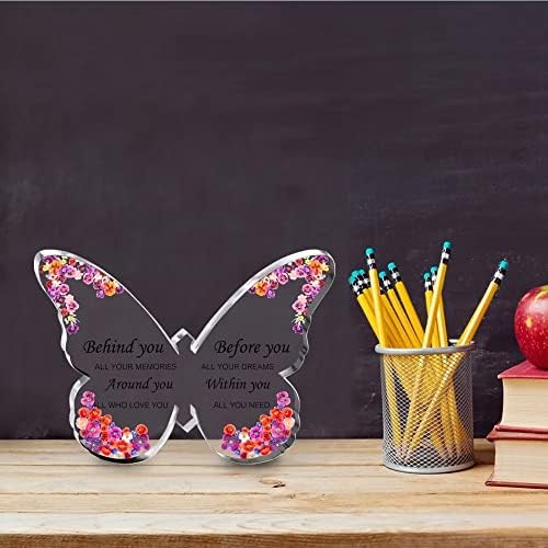 Inspirational Butterfly Acrylic Keetake Painting Painting de Flower Flower Decoração Decoração de Casa Decorações para Mulheres Amigos Família aniversário Cristal de Natal 15x15cm