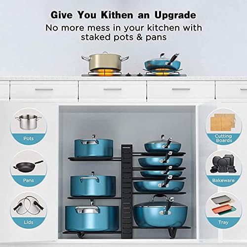 BHUJIA PAN PAN PAN de serviço pesado, rack de tampa de maconha, cozinha de armário de cozinha, panelas e frigideiras, organizador,