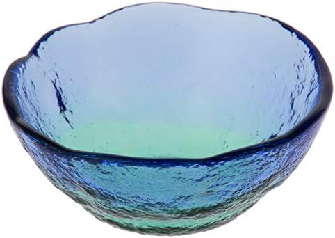 Toyo Sasaki Glass WA3301 Tigela pequena, azul/verde, aprox. φ3,2 x 1,2 polegadas, mar de coral, choko, fabricado no Japão
