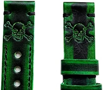 Nickston Green e Black Skull Crossbones Band para 22mm e 23mm Lidth Sport Sport Luxury Smart Watches Relógios em relevo em cinta de