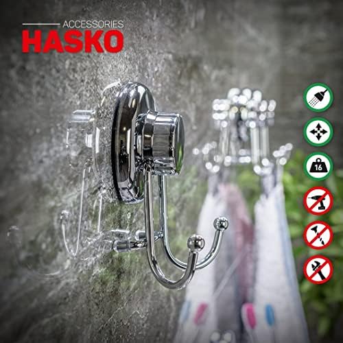 Acessórios Hasko - Poderosos ganchos de xícara de vácuo - Organizador para toalhas, roupão de banho e bucha - fortes ganchos de toalha de aço inoxidável para banheiro e cozinha, armazenamento de toalhas