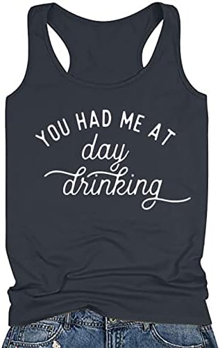 Camisa feminina sem mangas tampos engraçados letra de bebida tanques impressos tanques de verão gráfico casual solto shirt