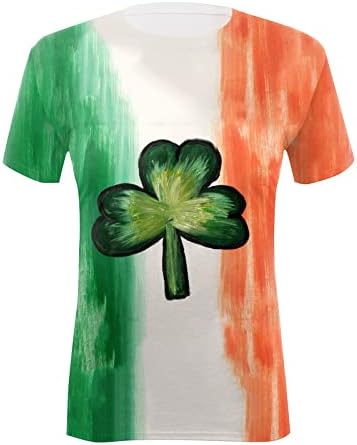 Camiseta do dia de St. Patrick Tops da túnica da moda feminina Mangas curtas Slim Fit O-Gobes Casual Casual Casual Camisetas