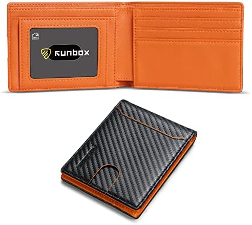 Carteira Slim Bifold Bifold para Men - RFID Bloqueio de couro de bolso dianteiro da carteira masculina com caixa de presente