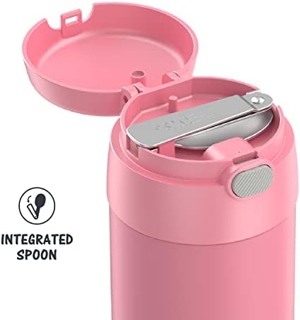 Thermos FuntainTer 16 onças de aço inoxidável a vácuo jarra de alimentos com colher, rosa