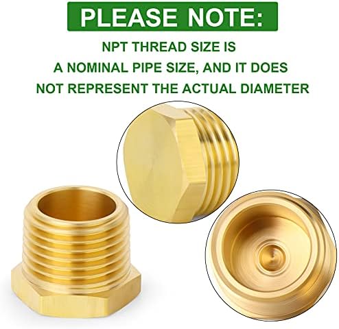 TAISHER 2PCS BRASS EXTERIDO HEX LINHA TIPE PUBLE DE PUBLE DE PONTELO DE 3/8 NPT MACH