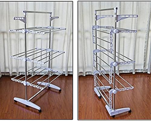 Uxzdx 6 6 camada ajustável telescópica rolamento rack rack rack rack rack de aço inoxidável lavanderia rack pendurado cabide dobrável