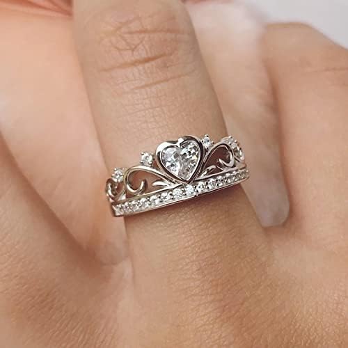 2023 Ring requintado da coroa de zircão do coração para mulheres de jóias de jóias de jóias de jóias