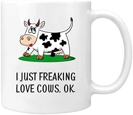 Caneca de café de vaca, eu só estou piando vacas ok xícara de chá de cerâmica kawaii copo de caneca com estampa de vaca, presente