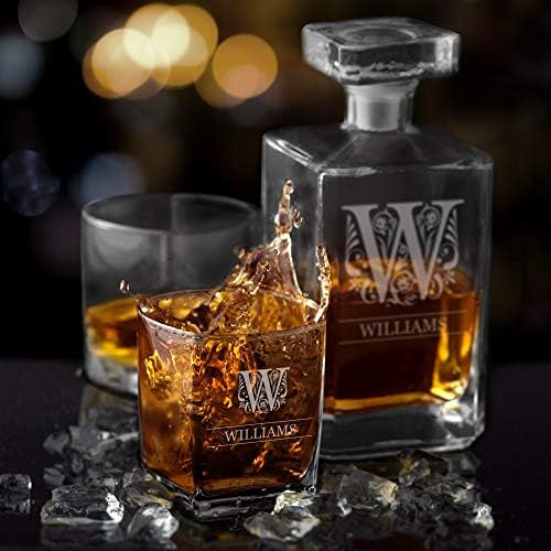 MAVERTON Whisky Set com 4 óculos para o homem - Tumblers personalizados - 23 fl oz. Universal Carafe - para casamento - para ela - para