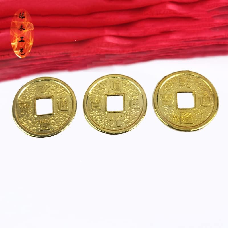 Qiankao 招财 进宝 2,5cm 1,5cm 3cm 2cm 十帝 铜 钱 纪念币 镀 金色 金色 金色 金色