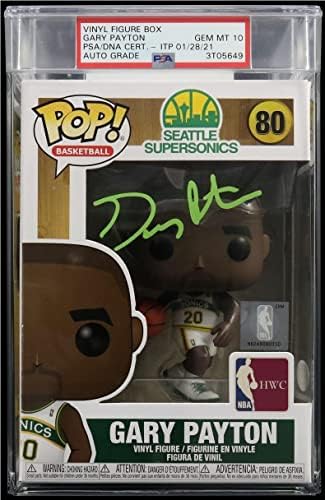 Gary Payton assinou o Funko Pop #80 PSA/DNA AUTO ENCAPULADO AUTO 10 GEM MINT - figuras autografadas da NBA