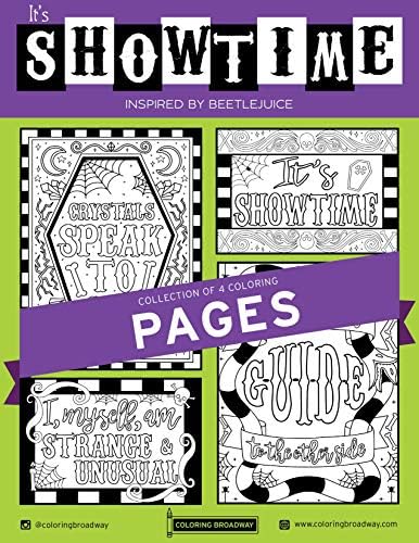 Beetlejuice | Coleção It's Showtime | Páginas para colorir corando a Broadway | Ilustrações desenhadas à mão - Impresso em cartões foscos - conjunto de 4 páginas individuais
