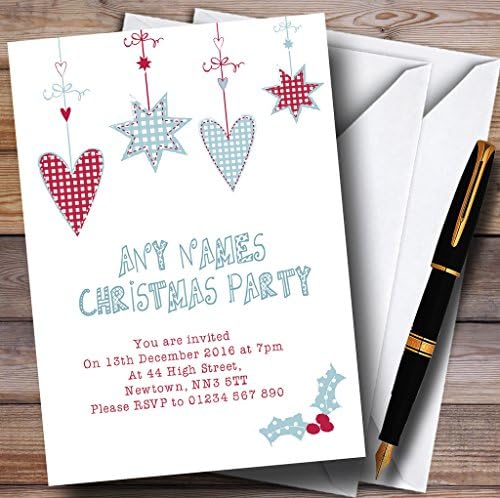 O card zoo vermelho e azul corações personalizados de Natal/ano novo/convites para festas de férias