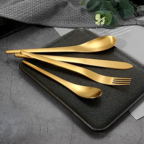 Utensílios de cathyladi Conjunto ， Calhas de ouro Forks e colheres de abrangência Conjunto de talheres, 24 peças para 6 ，,