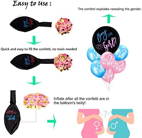 Baby Gênero Revela Balão, Balões de menino ou menina com confetes azuis e rosa, balões rosa e azul, Gênero Revela Balão para crianças