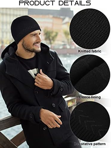 Kuttor 4 peças Winter Warm Feanie Hat Luvas Definir Luvas de Matitada de Capinha de Taço de Taço de malha para homens e