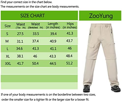 Calça de caminhada conversível masculina de Zooyung