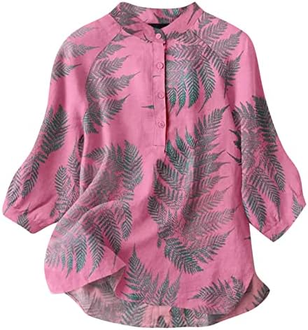 Tampas plus size para mulheres camisetas de linho de algodão moda moda estampa floral manga curta casual fit slowneck blusa