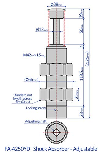 Bansbach Easylift FA-4250YD-C amortecedores/ajustáveis, 212,5 mm x 66 mm x 60 mm