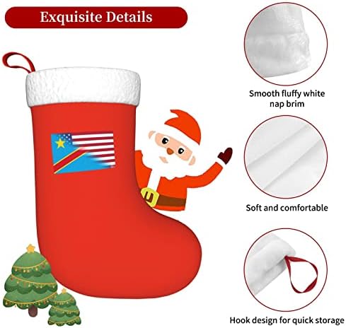 TZT Congo Flaghe e American Flag Christmas meias, presentes de festa de férias de Natal para decorações de férias em família