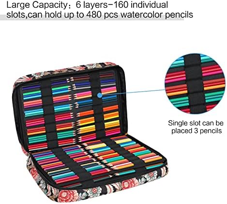Megrez portátil capa de lápis por portátil com zíper, 160 slots de grande capacidade para lápis MAX Hold 480 PCs Lápis,