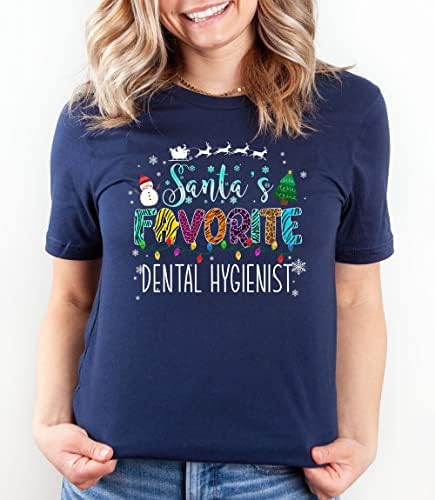 MOOBLA Hygienist Camisetas de Natal para Assistente de Odontologia, Camisa Higienista Dental, Presente para Dentário Dental Dental
