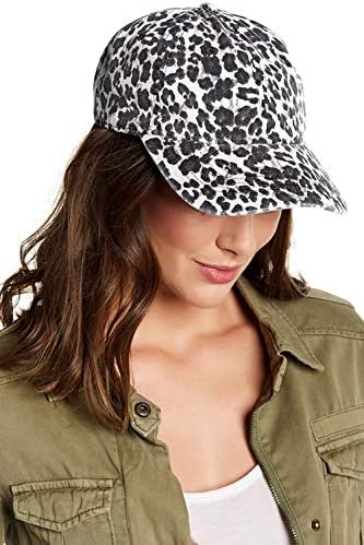 Boderier Leopard Print Baseball Cap ajustável Back Women Girls Cotton Hat com brincos de argola correspondentes