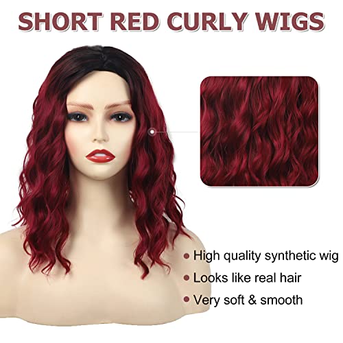 Sevencolors curtos perucas encaracoladas para mulheres ombre vinhos vermelhos perucas de bob natural de aparência de ombro de ombro de ombro