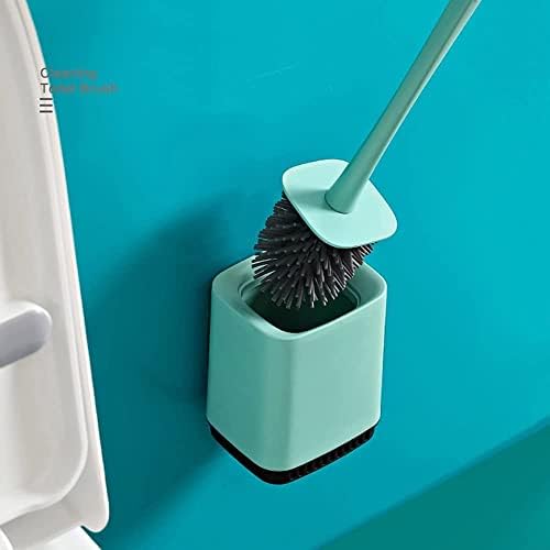 Escova de vaso sanitário e suporte de suporte de silicone macio montado na parede e acessórios de banheiro montados no piso