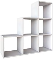 Organizador de 6 cubos de escada Letmobel | Plataforma de cubo de prateleira de livros prateleira de armazenamento | Organizador de armazenamento cúbico DIY | Organizador da prateleira para o quarto da sala do quarto | Prateleira de cubo branco para escritórios domésticos