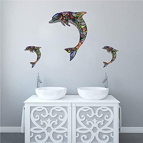 Decalques de parede de golfinhos ~ sob o mar adesivos de decoração do quarto do oceano, descasca removível e arte