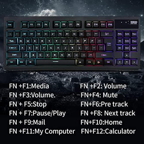 ZJFKSDYX L87 Teclado para jogos sem fio com retroilumínio RGB, sentimento mecânico, design ergonômico, bateria recarregável