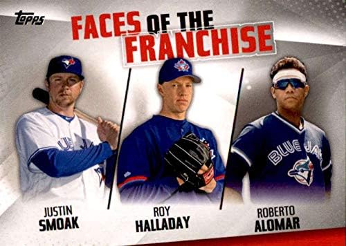 2019 Topps Faces of the Franchise trios #fof-28 Roberto Alomar/Roy Halladay/Justin Smoak Toronto Blue Jays MLB Baseball Card