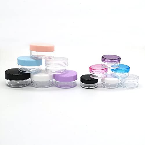 50pcs 2g 3g 5g 10g 15g 20g Plástico Plástico vazio transparente recipientes de maquiagem de jarra de maquiagem de ladeira