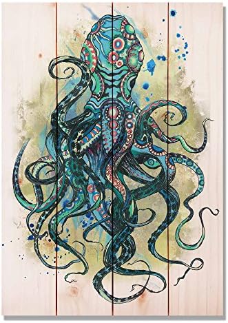 Wile E. Wood Colorido Blue Octopus 14x20