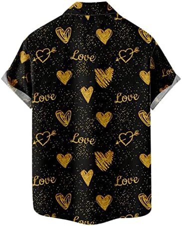 Camisetas para homens Buttons casuais do dia dos namorados Impressão de amor com candidatura de bolso de manga curta camisas havaianas