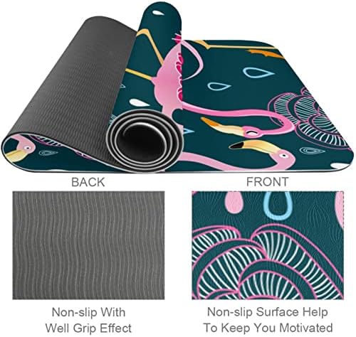 Sdlkfreli 6mm de tapete de ioga extra grosso, manto de exercícios de impressão de padrão flamingo imprimido TPE TPE