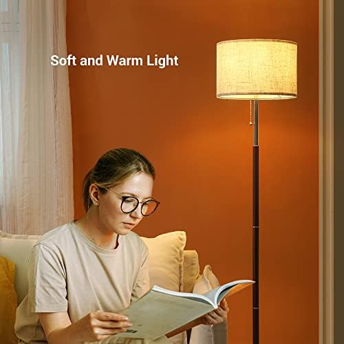 Lumbo de piso moderno e edishine, lâmpada de piso de 63 Stand Up Reading com tonalidade de tecido de linho, lâmpada de pólo