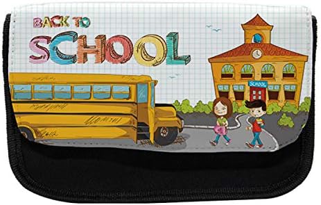 Caixa de lápis de ciência lunarável, ônibus de estudantes, bolsa de lápis de caneta com zíper duplo, 8,5 x 5,5, multicolor