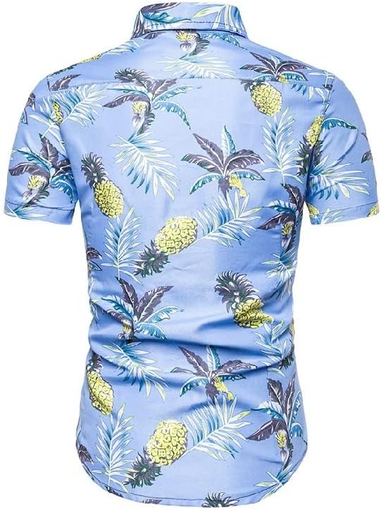 Camisetas shorts casuais masculinos Camisa estampada de estilo de praia de manga curta duas peças