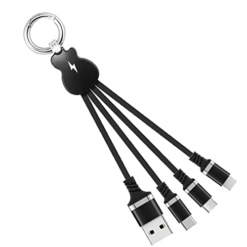 O Ohmaura Guitary Styling Modyable Multi Charging Cable, cabo USB de 3 em 1 com chaveiro, com iluminação de 8 pinos/tipo de cabo/micro