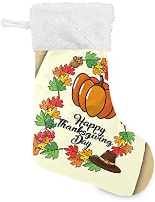 Meias de natal alaza folhas chapéu e abóbora do feliz Dia de Ação de Graças Classic personalizadas grandes decorações de meia para férias