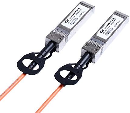 Cabo óptico ativo do infoton 10g SFP+ para SFP+ 10GBASE OM2 MMF Cabo AOC AOC com módulo transceptor DDM para dispositivos Cisco, D-Link, Supermicro, Netgear, Mikrotik e ZTE, 33 pés / 10 metros