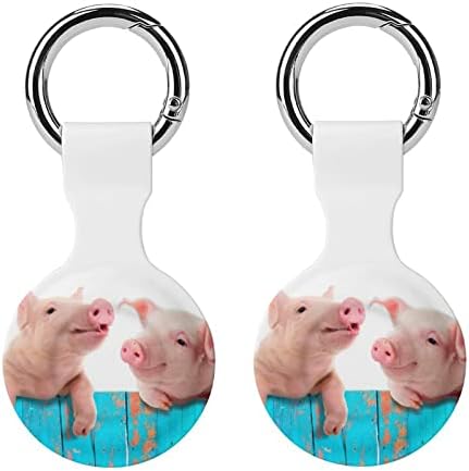 Caixa de silicone impressa e engraçada de porco para airtags com chaveiro de proteção contra tag tag rastreador de acessórios