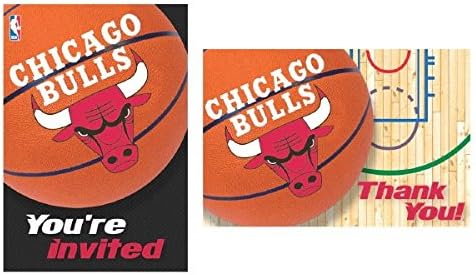 Convite da NBA do Chicago Bulls e cartões de agradecimento - 3 7/8 x 5 5/8 | Multi-Color | Conjunto de 8