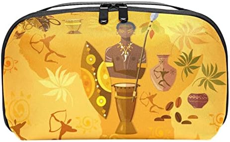 Bolsa de maquiagem de cultura de tribos de mapas africanos para bolsa de organizador de viagens portáteis para bolsa